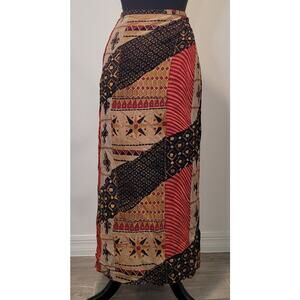 VTG 90s Rayon Americana Print Faux Wrap Midi Skirt – Chico’s Design – Size 2